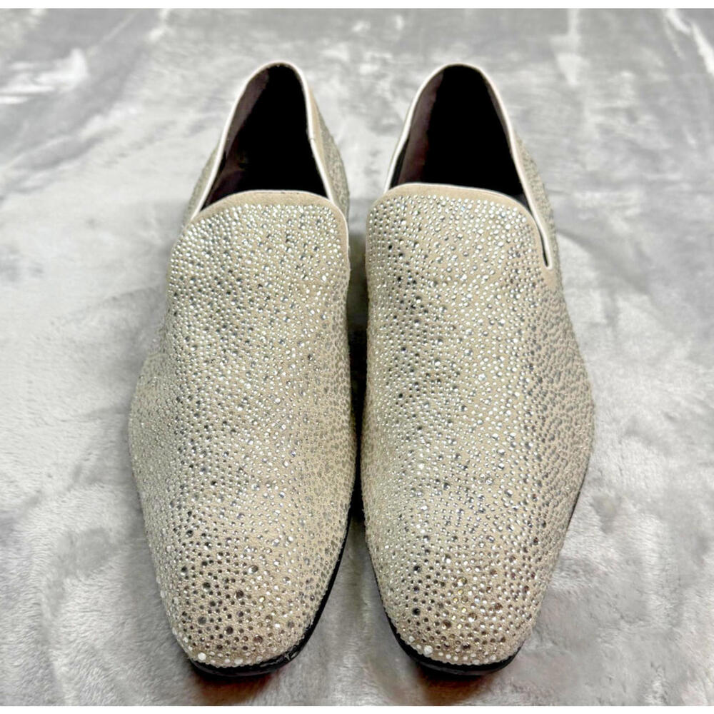 Fiesso by Aurelio Men's Suede Rhinestones Slip on Loafer Size 44/10.5